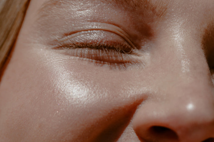 Close up of person's cheek