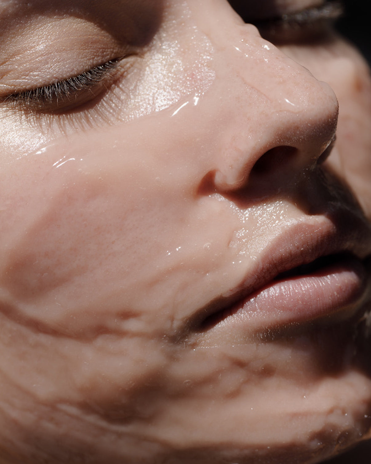 Close up of facial treatment on woman's face