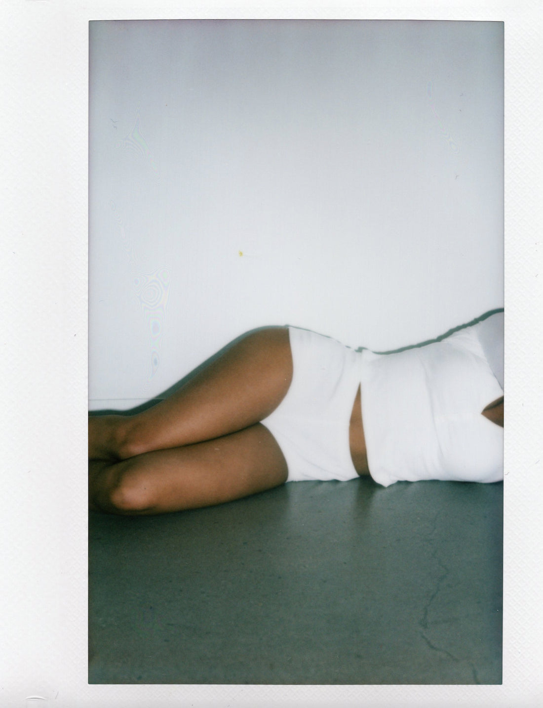 Close up of hips of woman laying on side