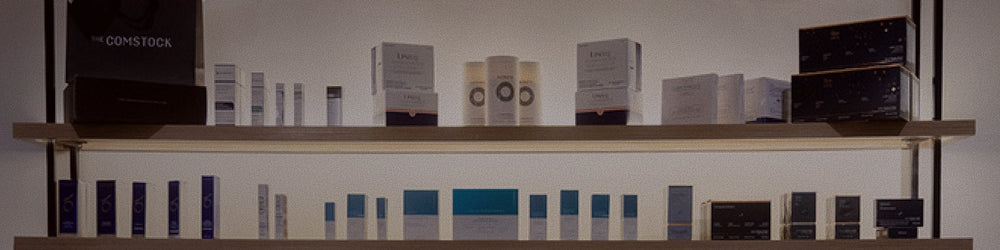 Skin care products on shelf